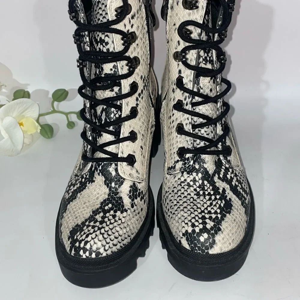 Madden Girl Snakeskin Print Ankle Boots with Geometric Pattern - Picture 6 of 10